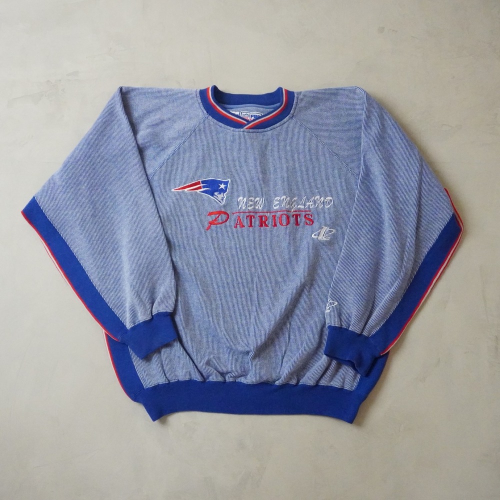 Vintage New England Patriots Sweatshirt Large Mens 90s Pinstripe Logo Athletic